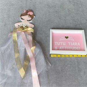Pink and Gold Ballerina Doll with Tutu Wall Decor Tutu, Tiara, & Attitude